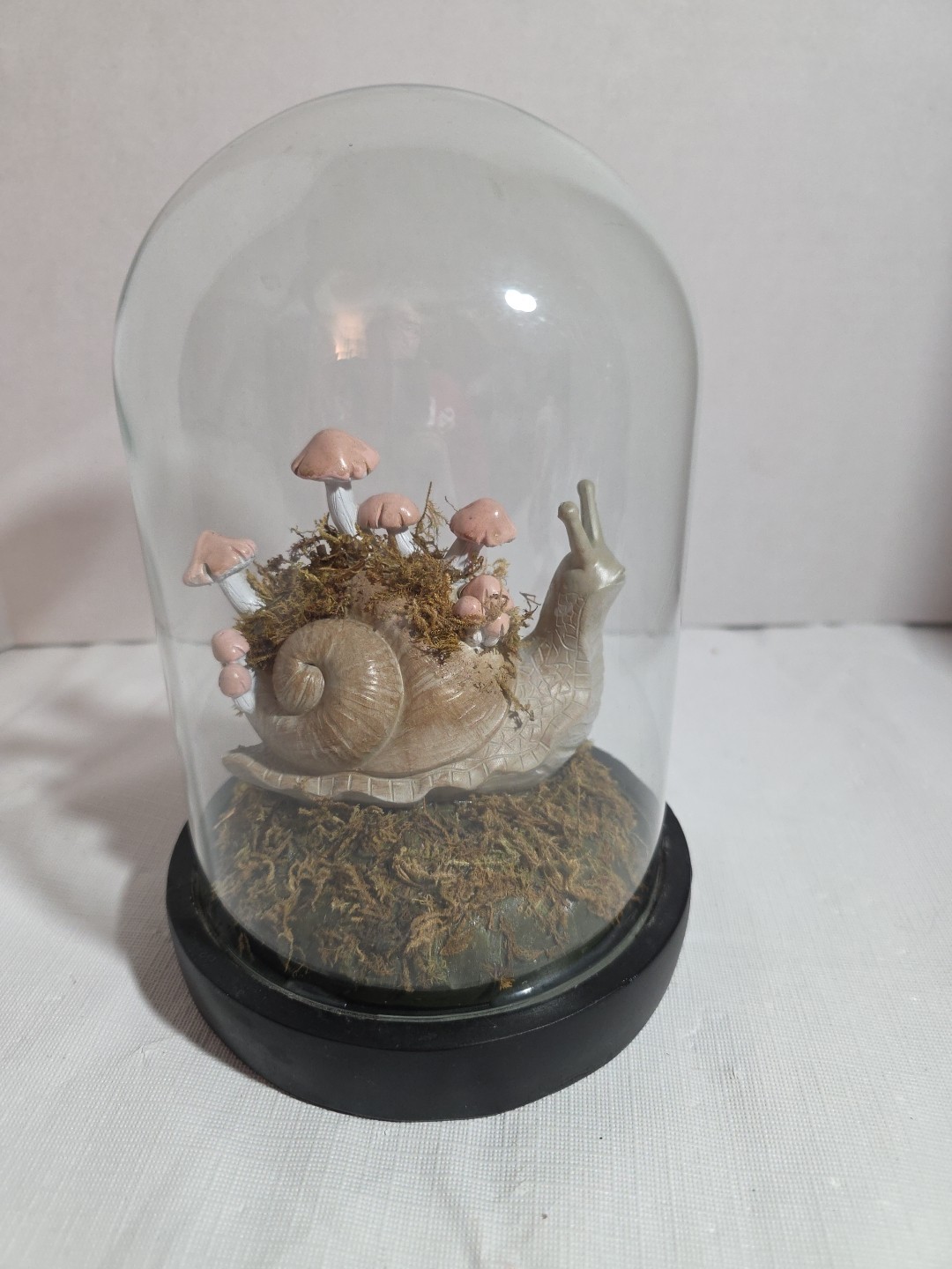Snail And Mushroom Cloche Terrarium Glass Dome Curiosity Cottage Core