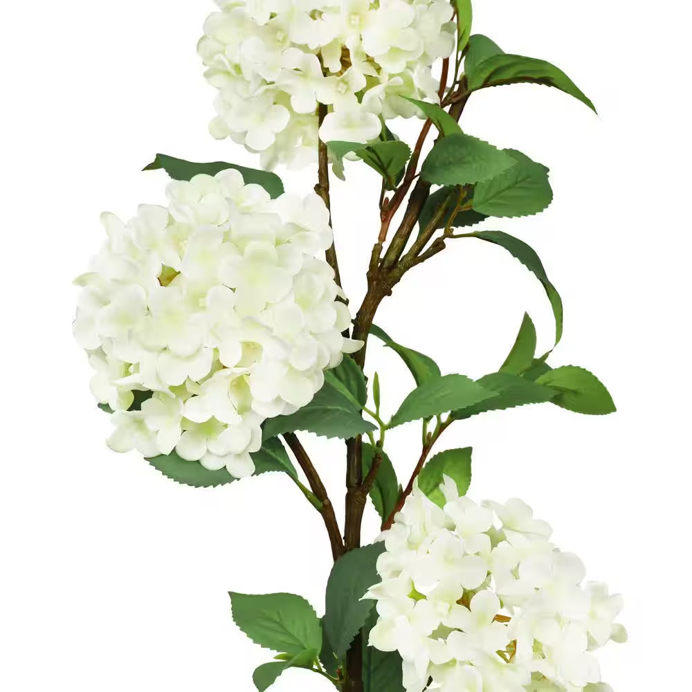38 In. Deluxe Cream White Artificial Hydrangea Flower Stem Spray Branch (Set of