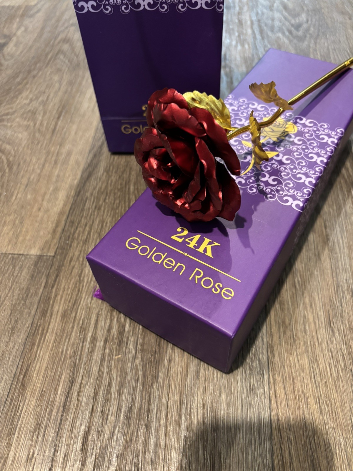 24K Forever Rose Red Rose Gold Dipped Rose 24K Rose Flower with Gift Box and