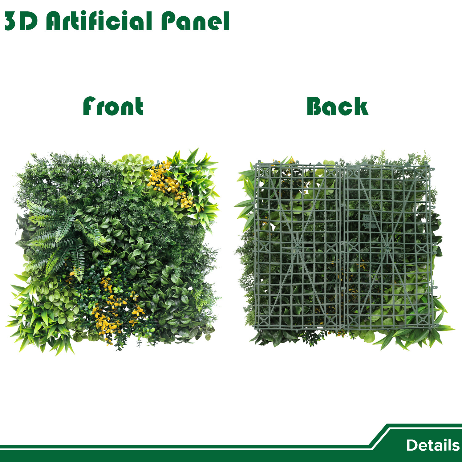 20″ Artificial Grass Mats 3D Mixed Plant Wall Hedge Decor For Home Festival #8