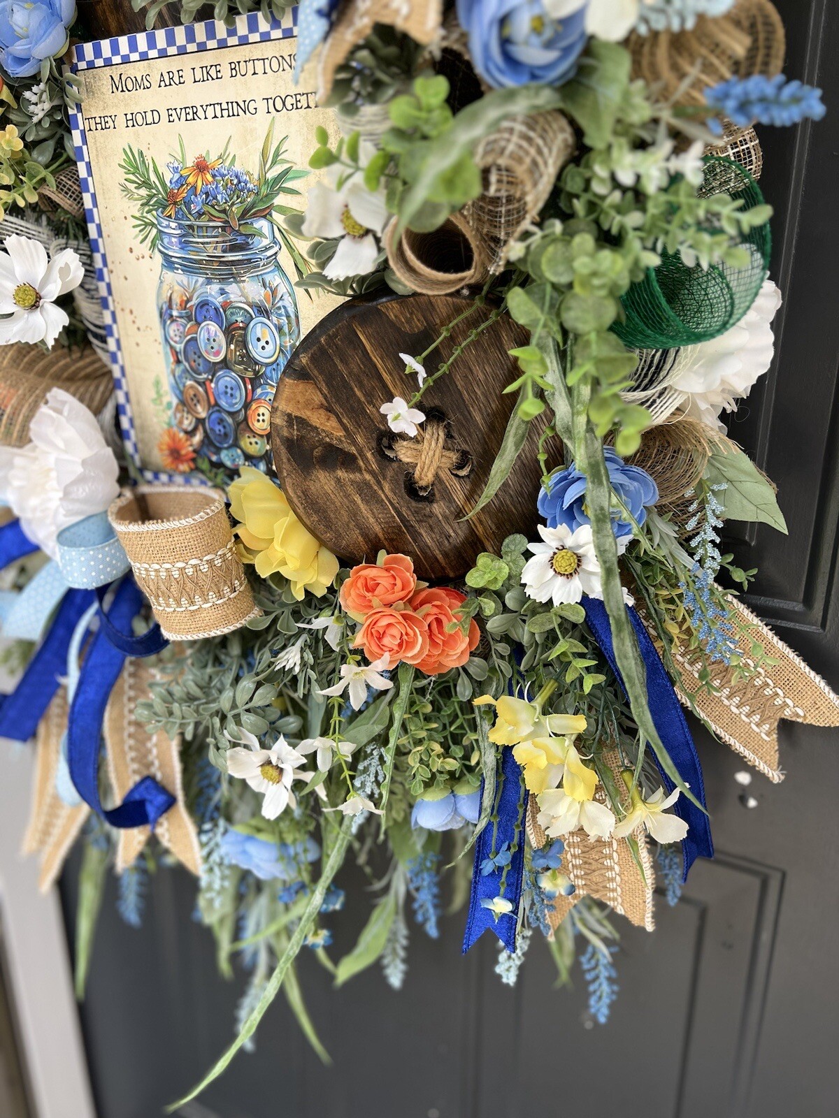 XL Mom Wreath, Year Round Wreath, Wreath For Mom, Mothers Day Gift, Sewing Gift