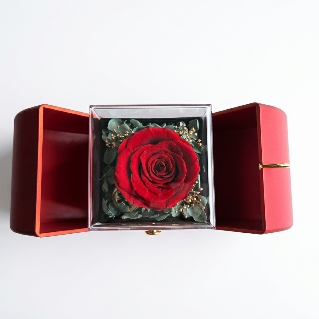 New Forever Eternal Preserved Roses Anniversary Proposal Gifts w/ Necklace