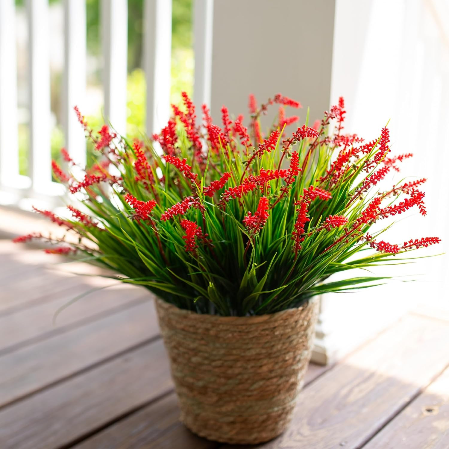 Artificial Fake Flowers Outdoor Plants for Summer Decoration,10 Bundles Faux Pla