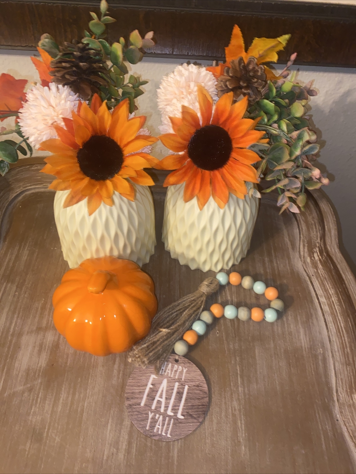 Autumn Fall Décor Flowers Floral Arrangement Gift Set Of 2