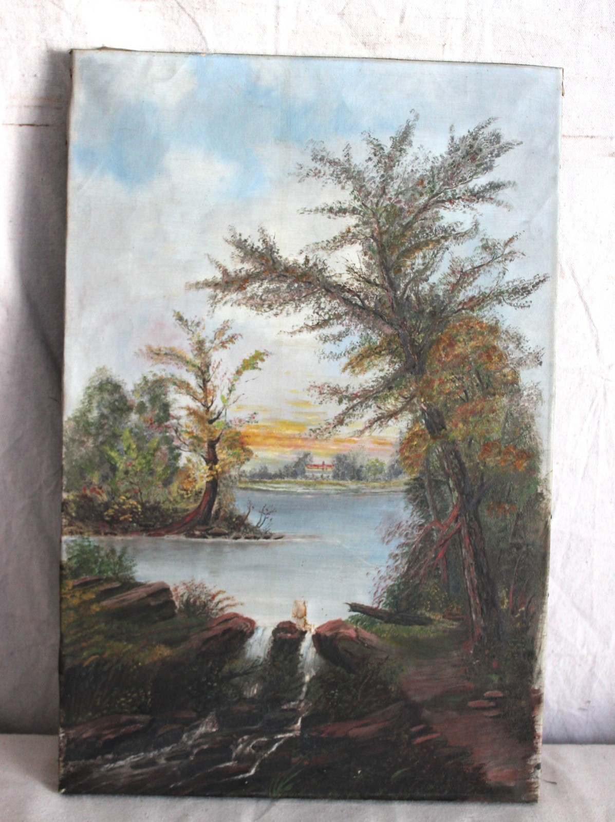 BIG GOLD GILT ORIGINAL OIL PAINTING STILL LIFE FLORAL MID CENTURY SIGNED CANVAS