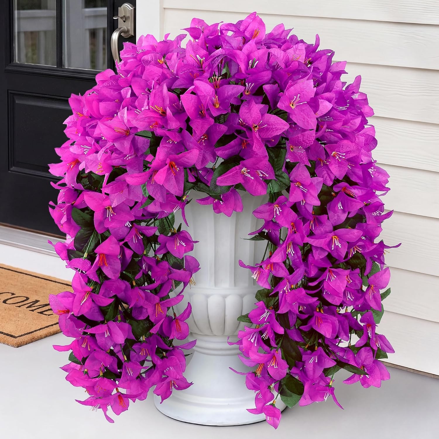 Fuchsia Faux Bougainvillea Hanging Plants – Durable Silk Decor for Outdoors