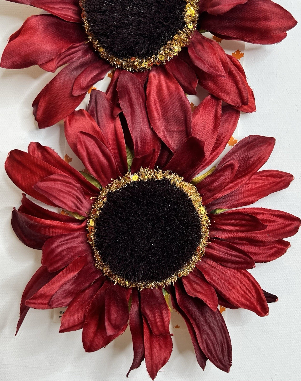 Artificial Sunflower 2pc Fall Flowers Red Clip-on Autumn Decor Ornament NWT NEW