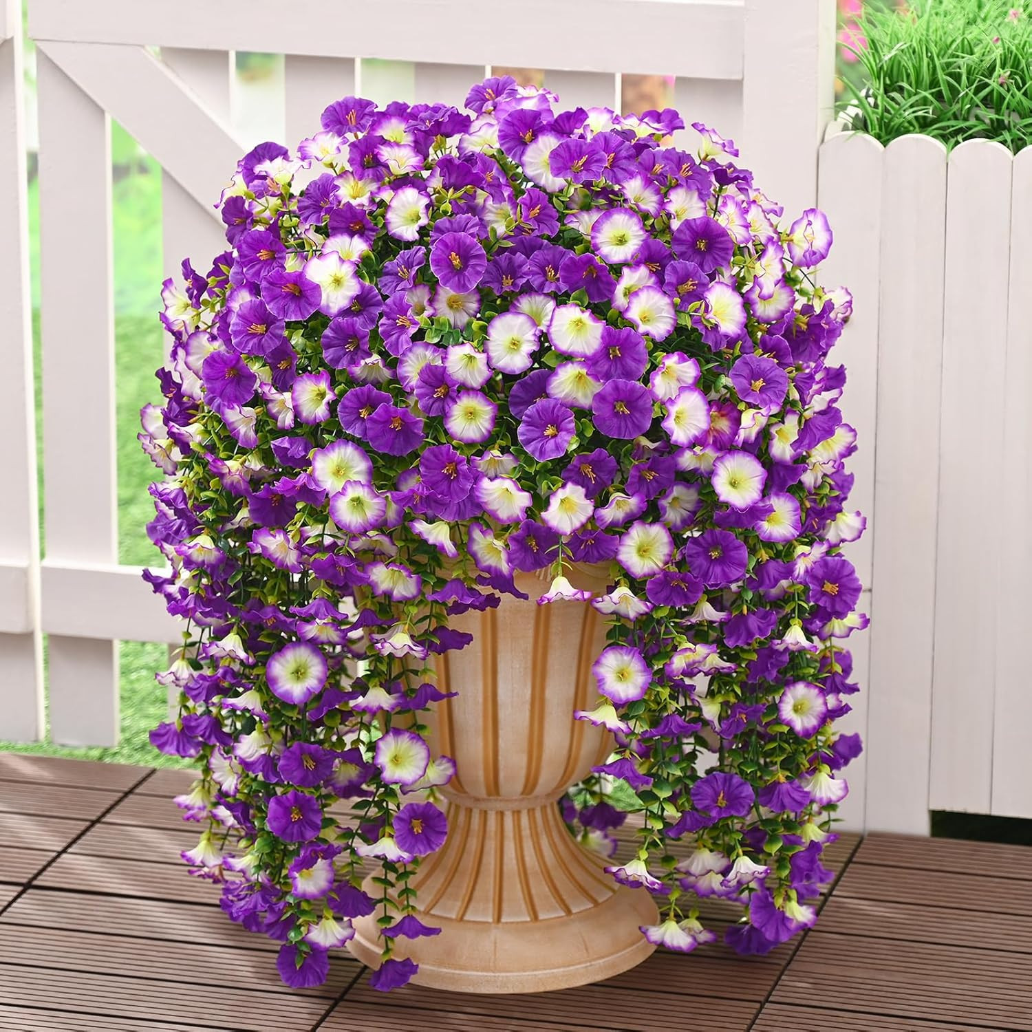 8 Packs Realistic UV Resistant Artificial Hanging Flowers – Mixed Purple