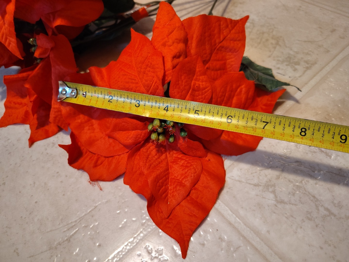 Artificial Poinsettia Deluxe Bushes 2 Bushes Christmas Flowers Burgundy
