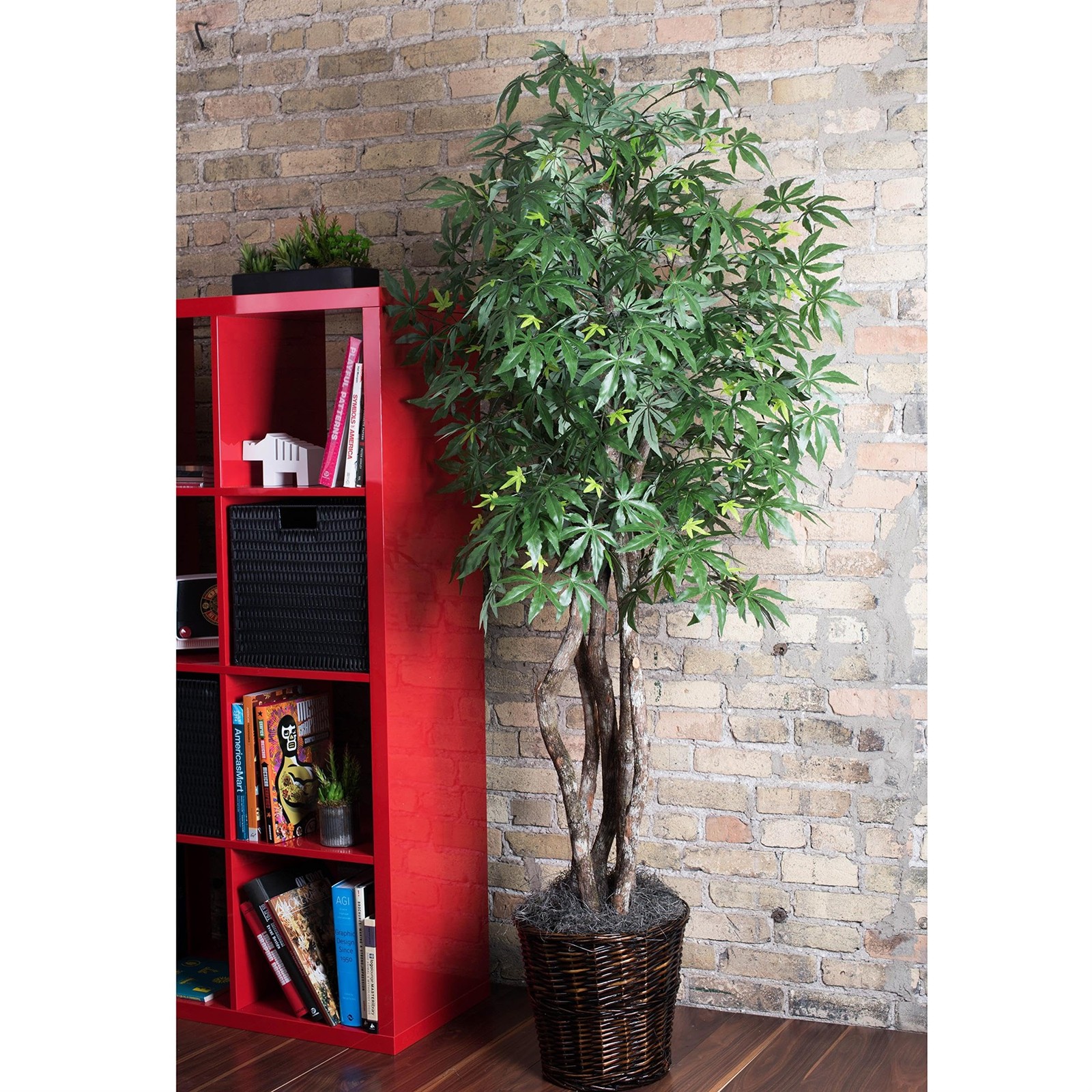 Vickerman 6′ Artificial Japanese Maple Executive Tree with Black Pot in Green