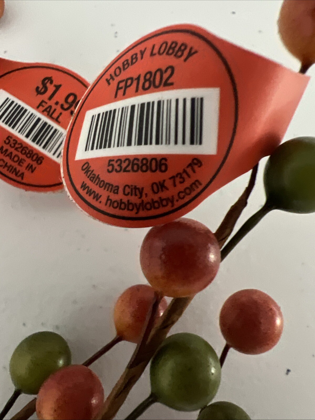 Set Of 2 Artificial Berry Floral Berries Farmhouse Fall Autumn Decor 18 in (b1)