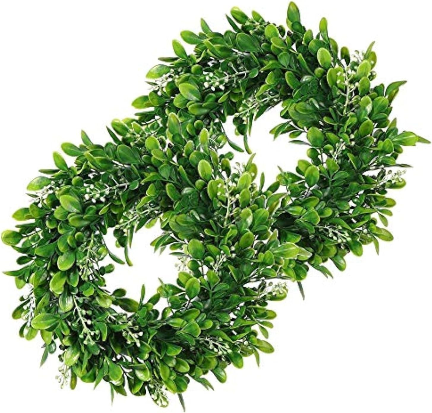 Realistic 11-Inch Artificial Wreath Set with White Flowers – 2 for All Seasons