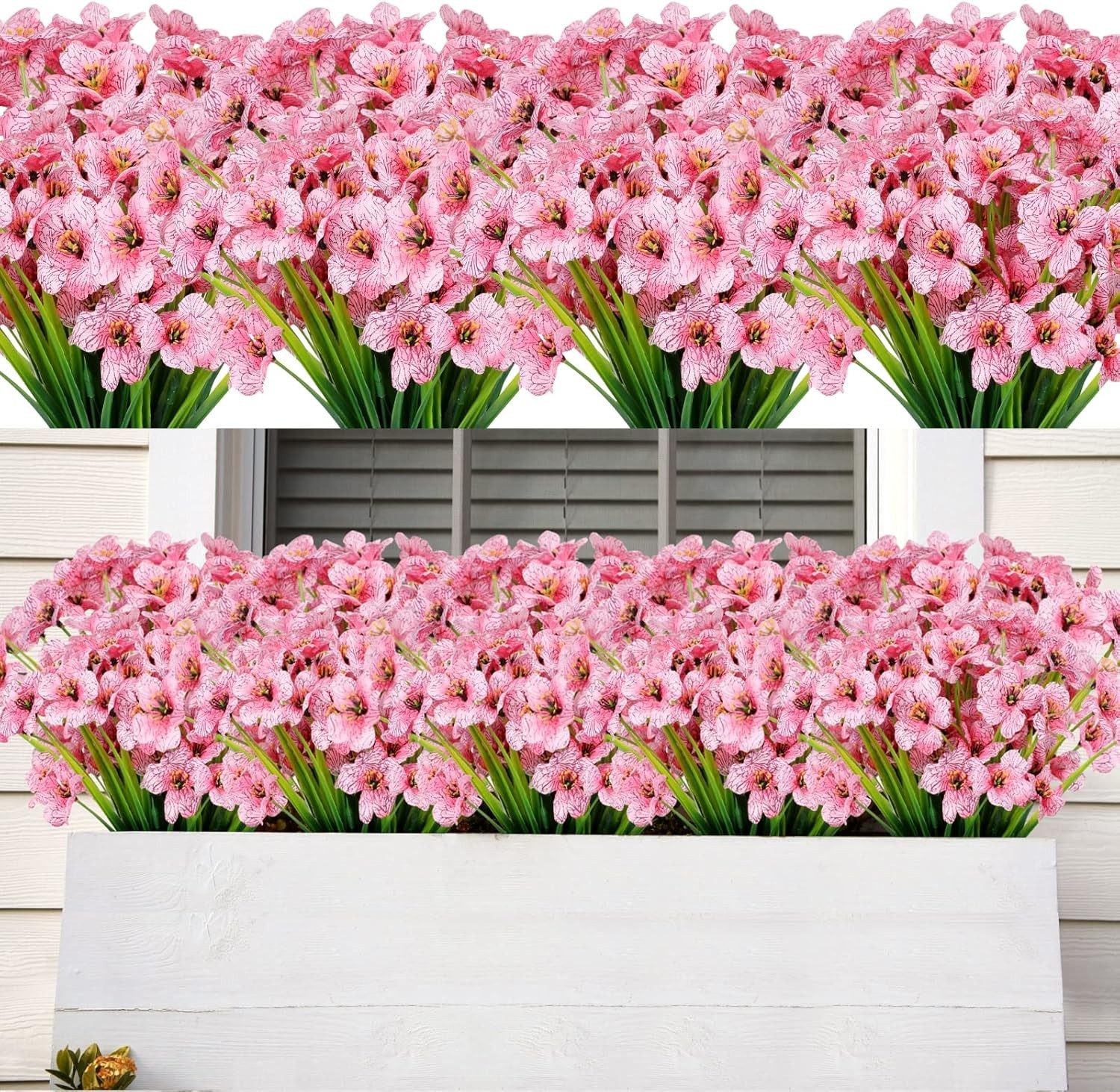 Faux Flowers Bundle Set – 20 UV Resistant Pink Arrangements for Every Occasion
