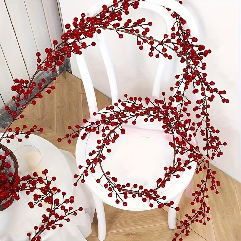 1pc 190cm Artificial Cranberry Vine, Christmas Dining Table New Year Engagement
