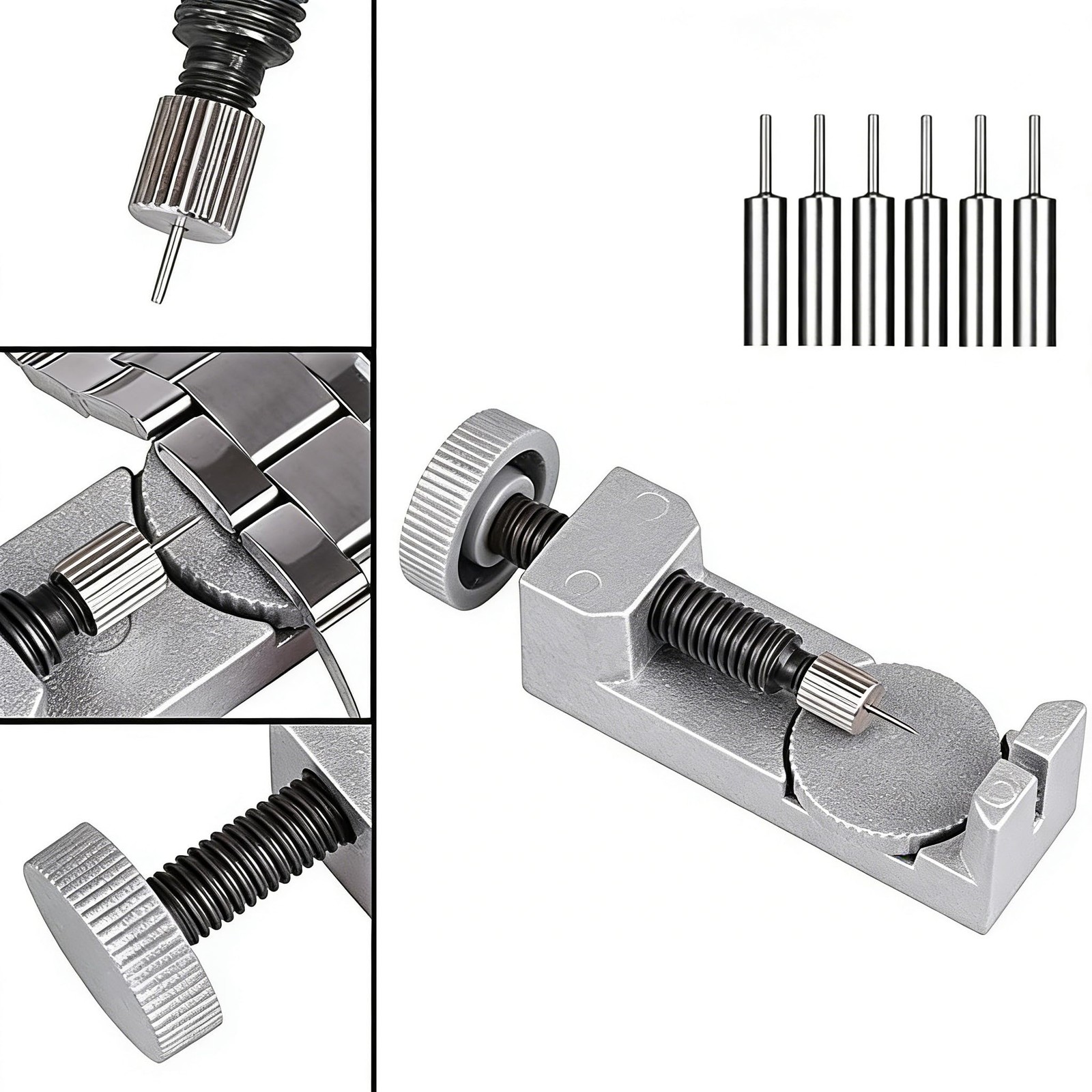 Watch Band Strap Link Pins Remover Repair Tool,24 in 1 Kit with 6 Silver