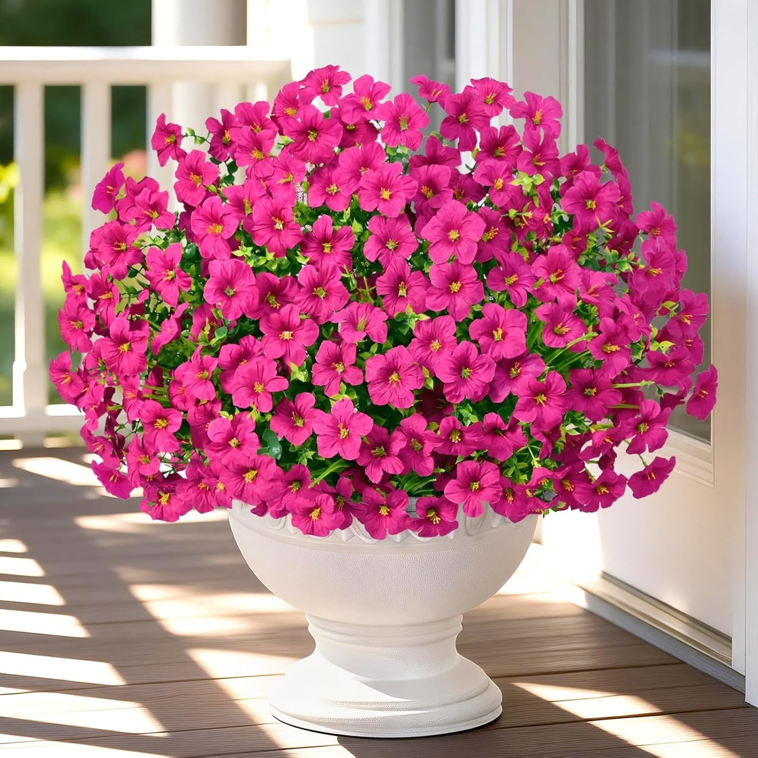 Artificial Flowers for Outdoors 12 Bundles Artificial Petunias Fake Flowers UV R