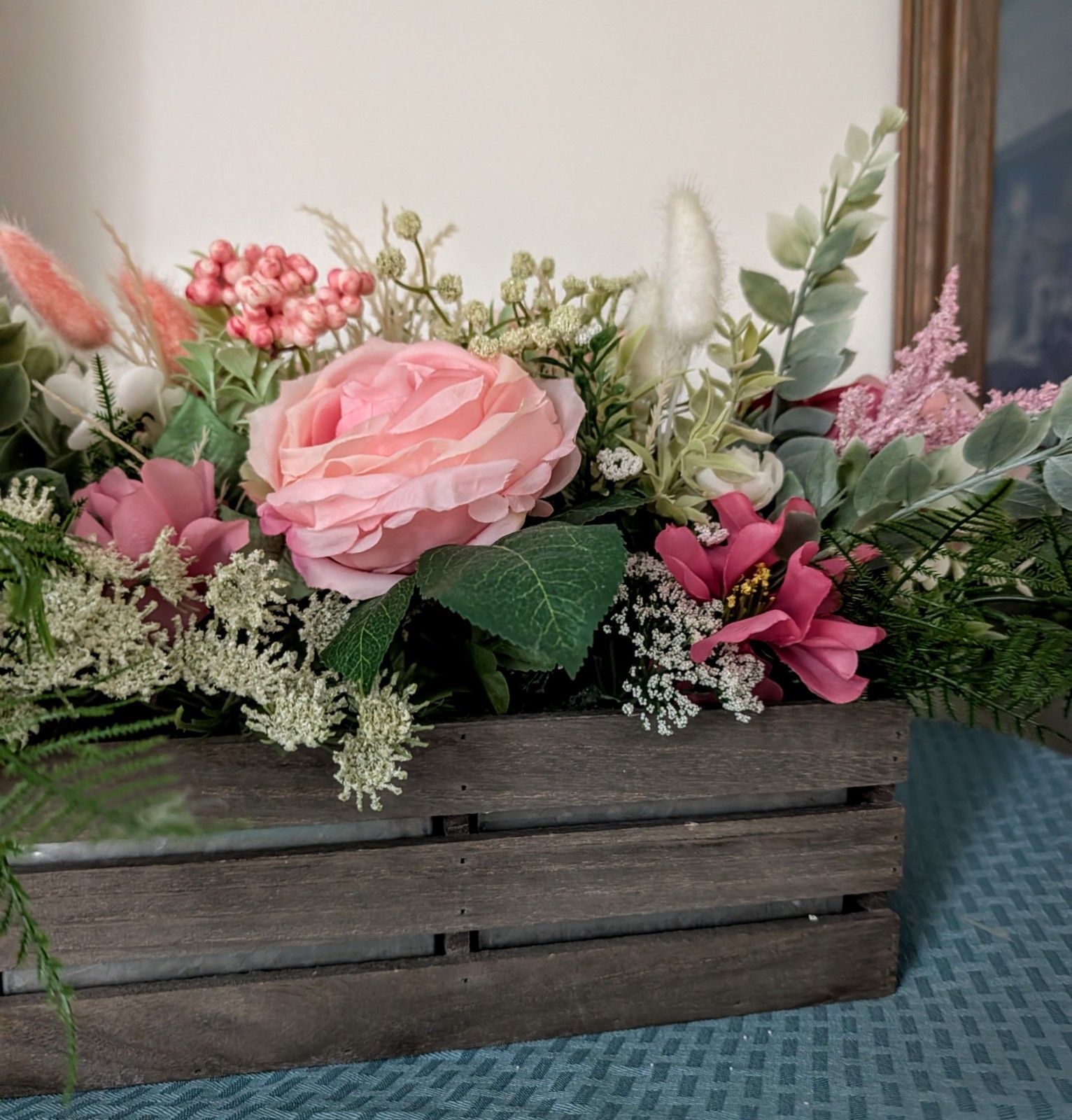 Large Rustic Peony Bouquet in Wood Crate – Country Charm