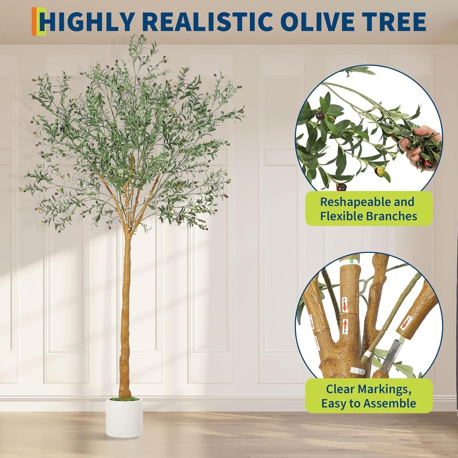 GARVEE Lifelike Artificial Olive Tree 9FT/10FT for Home Interior Decor, Offices