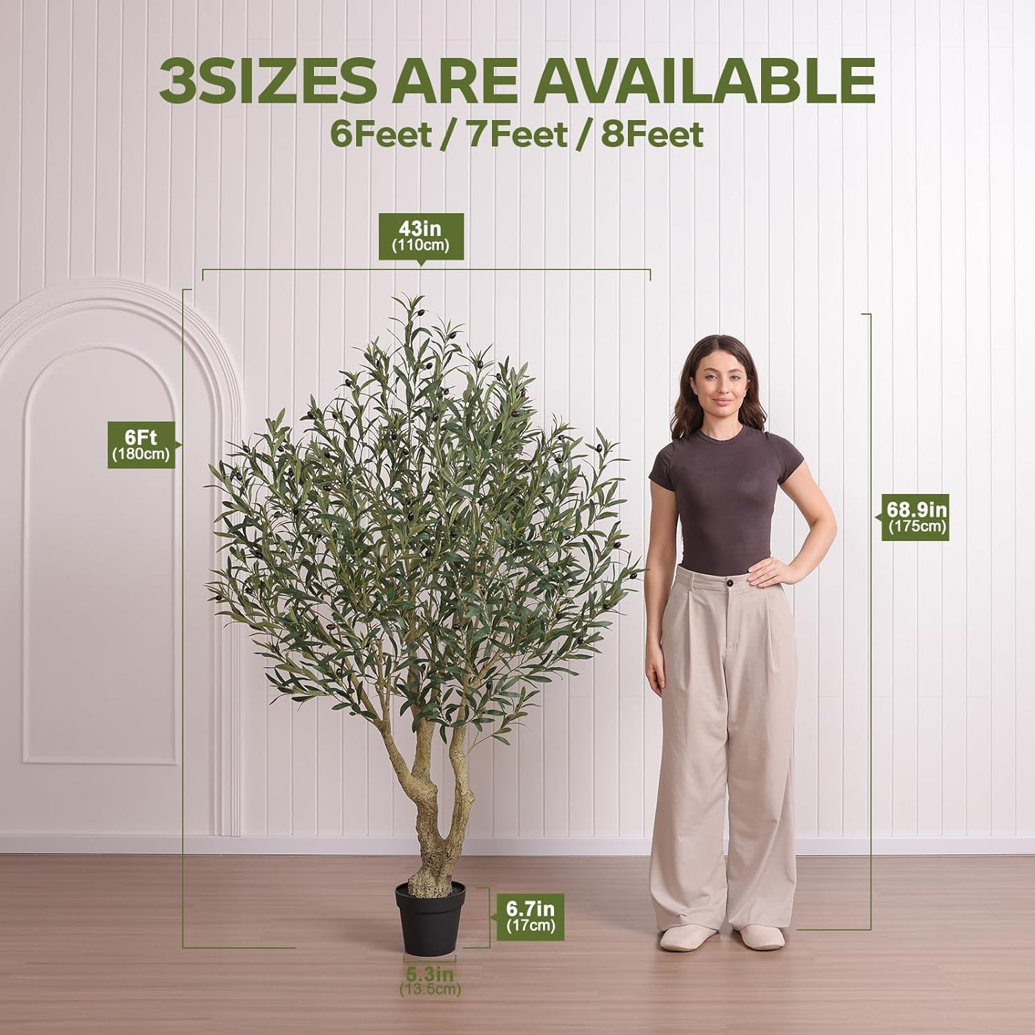 Olive Tree Artificial Indoor 6Ft – UV Resistant Large Fake Plants Realistic Faux