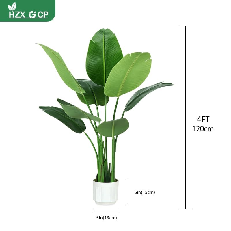Bird of Paradise Plant Artificial 4ft,Faux Plants Indoor Tall with 8 Trunks -…