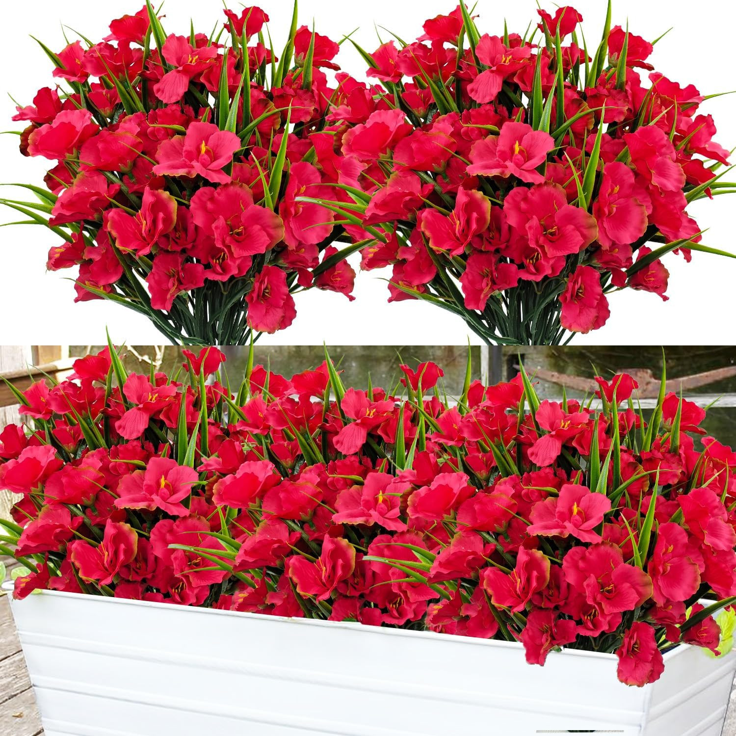 8 Bundles Artificial Hibiscus Flowers for Outdoor Faux UV Resistant Fake Silk Pl