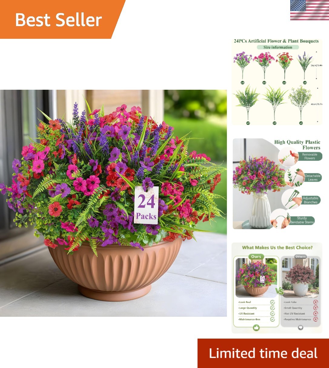 Spring 24 Bundles Faux Plants – Luxurious UV Resistant Decor for -Round Use