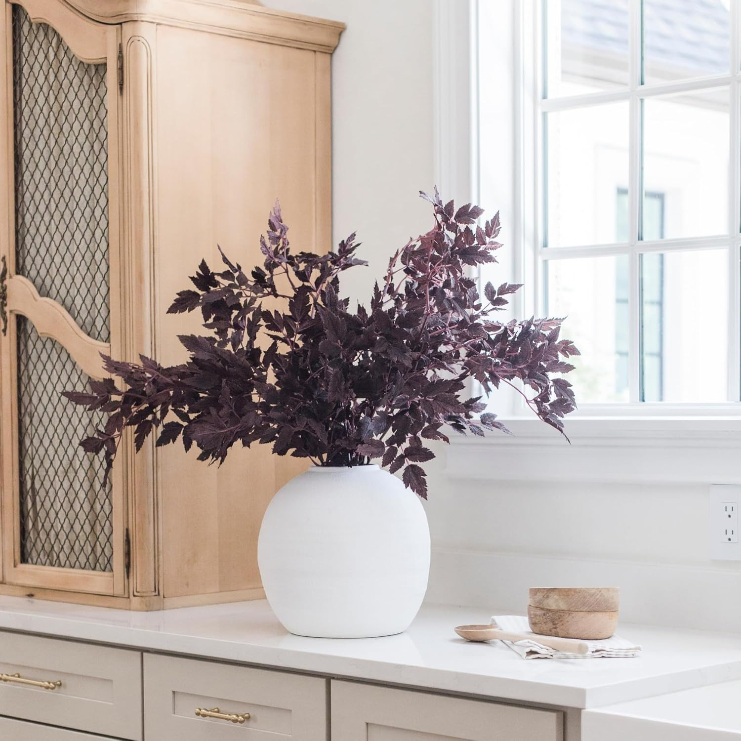 Plum Artificial Cimicifuga Leaf Spray – 31″ Faux Plant for Home Decor