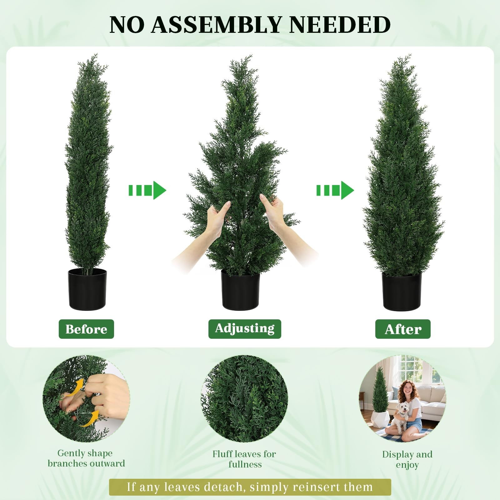 3FT Artificial Cedar Topiary Trees for Outdoors, UV Resistant Fake Cypress Sh…