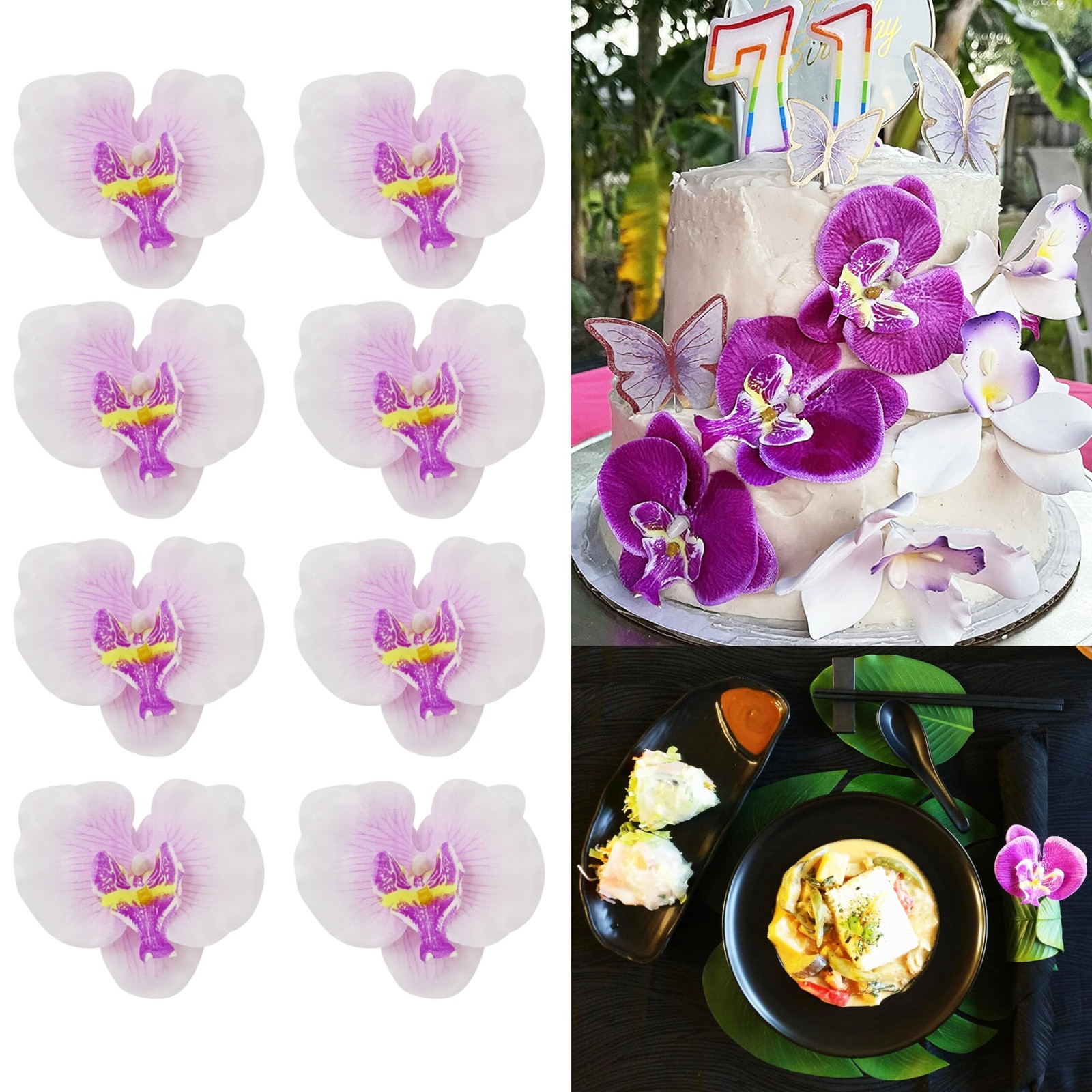 20PCS Fabric Butterfly Orchid Flower Heads Artificial Fake Flowers Heads for …