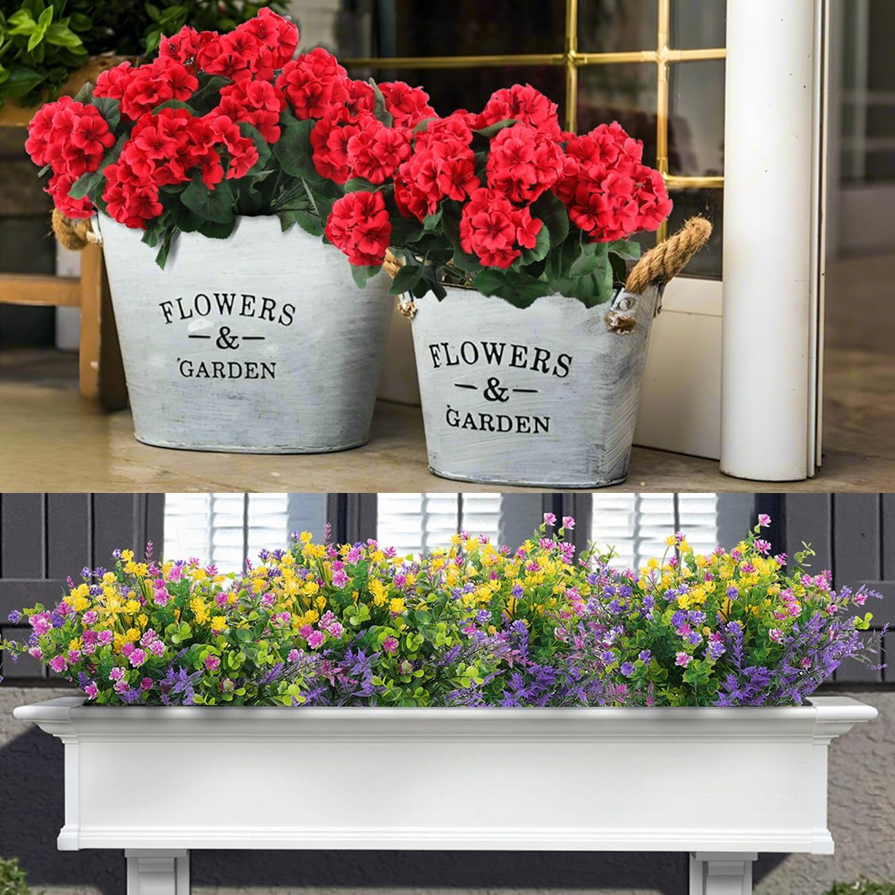 36 Pcs Realistic Faux Silk Geraniums for Indoor & Outdoor Decor