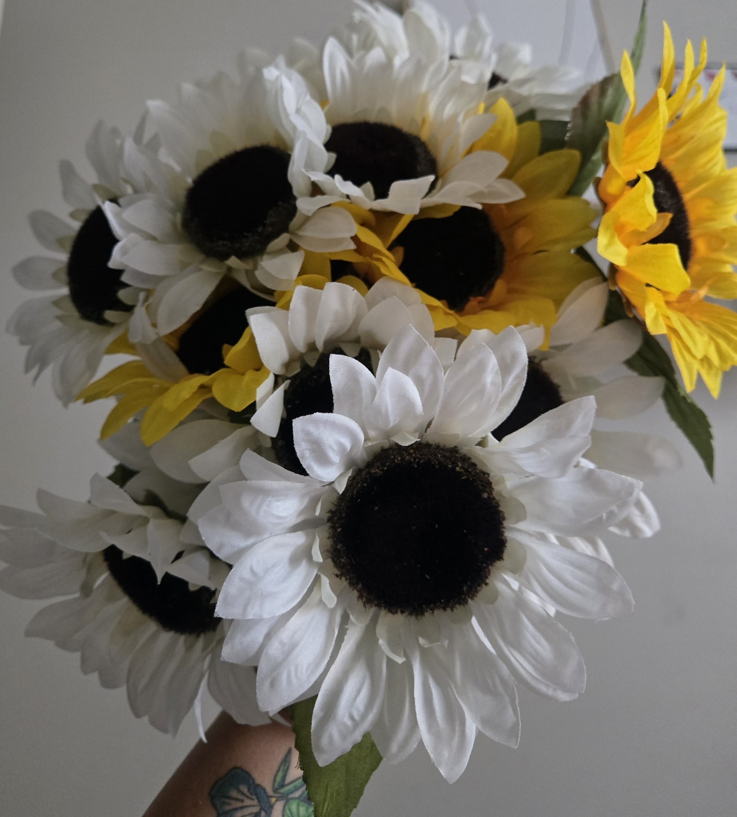 Fake Flower Sunflowers White And Yellow
