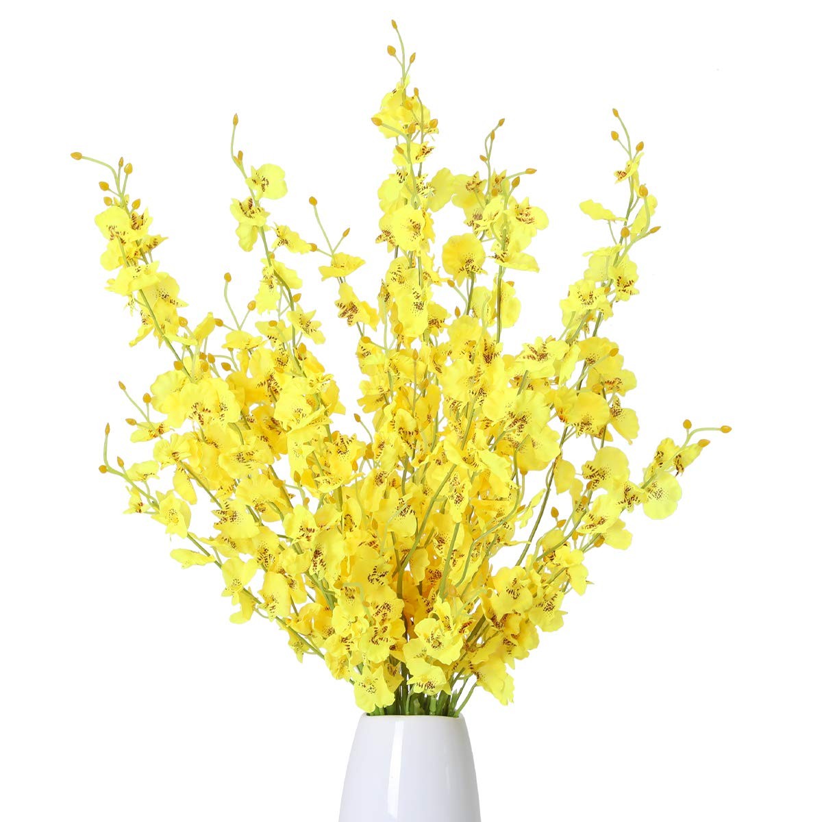 Kisflower 12Pcs Yellow Artificial Orchids Flowers, Dried Silk Orchids, Fake O…