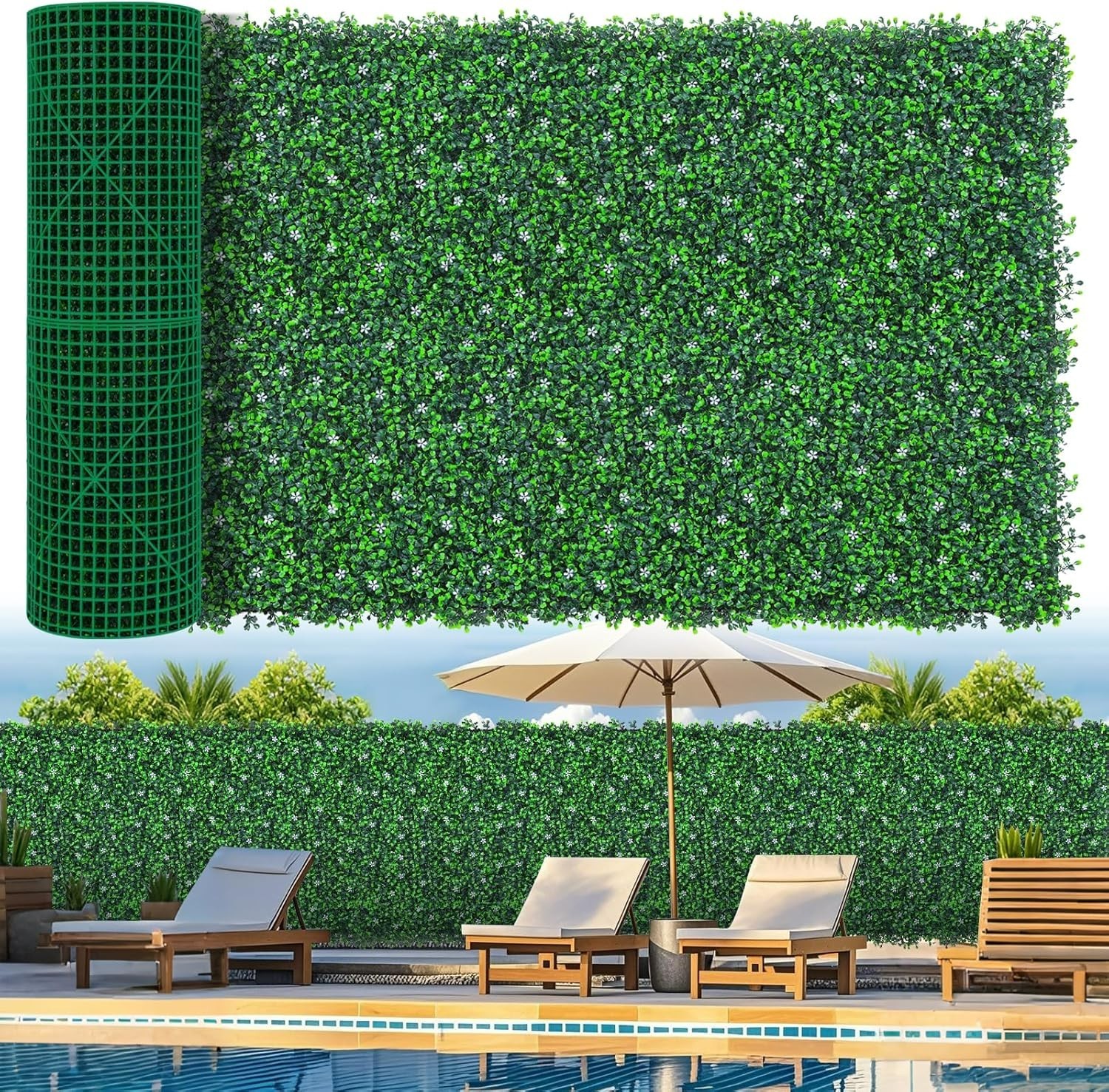 Versatile 40″x120″ Artificial Boxwood Panels for Indoor & Outdoor Privacy