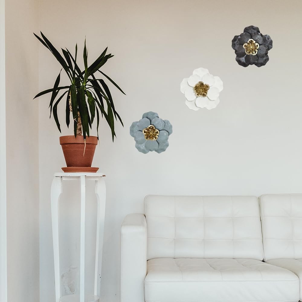 FTIJKLYE 10 Inch Metal Flower 6X6X1, 7.5X7.5X1, 9.5X9.5X1 Inches, colorful