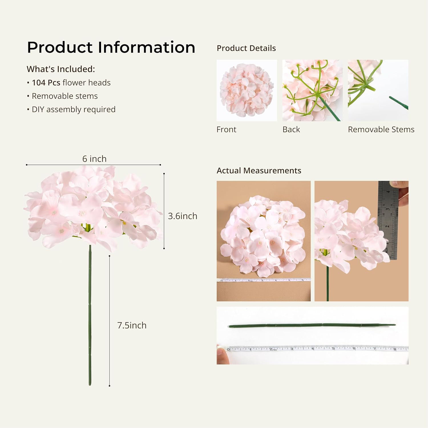 104 Pcs Pink Silk Hydrangea Flowers for Wedding, Baby Shower & Home Decor