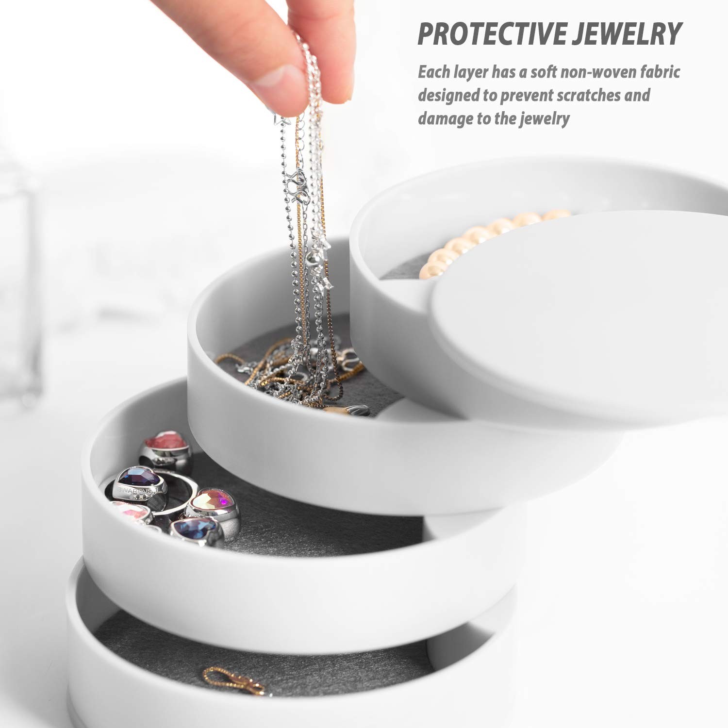 Jewelry Organizer, Small Box Earring Holder for Women Gifts White