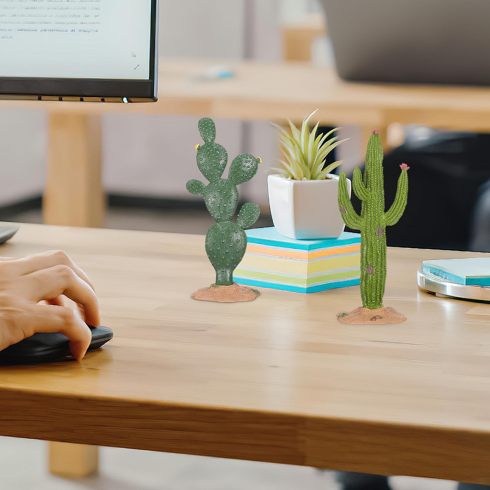 2 Pack Simulated Cactus Adornments Lifelike Cactus Figurine Desktop Decor 5.7…