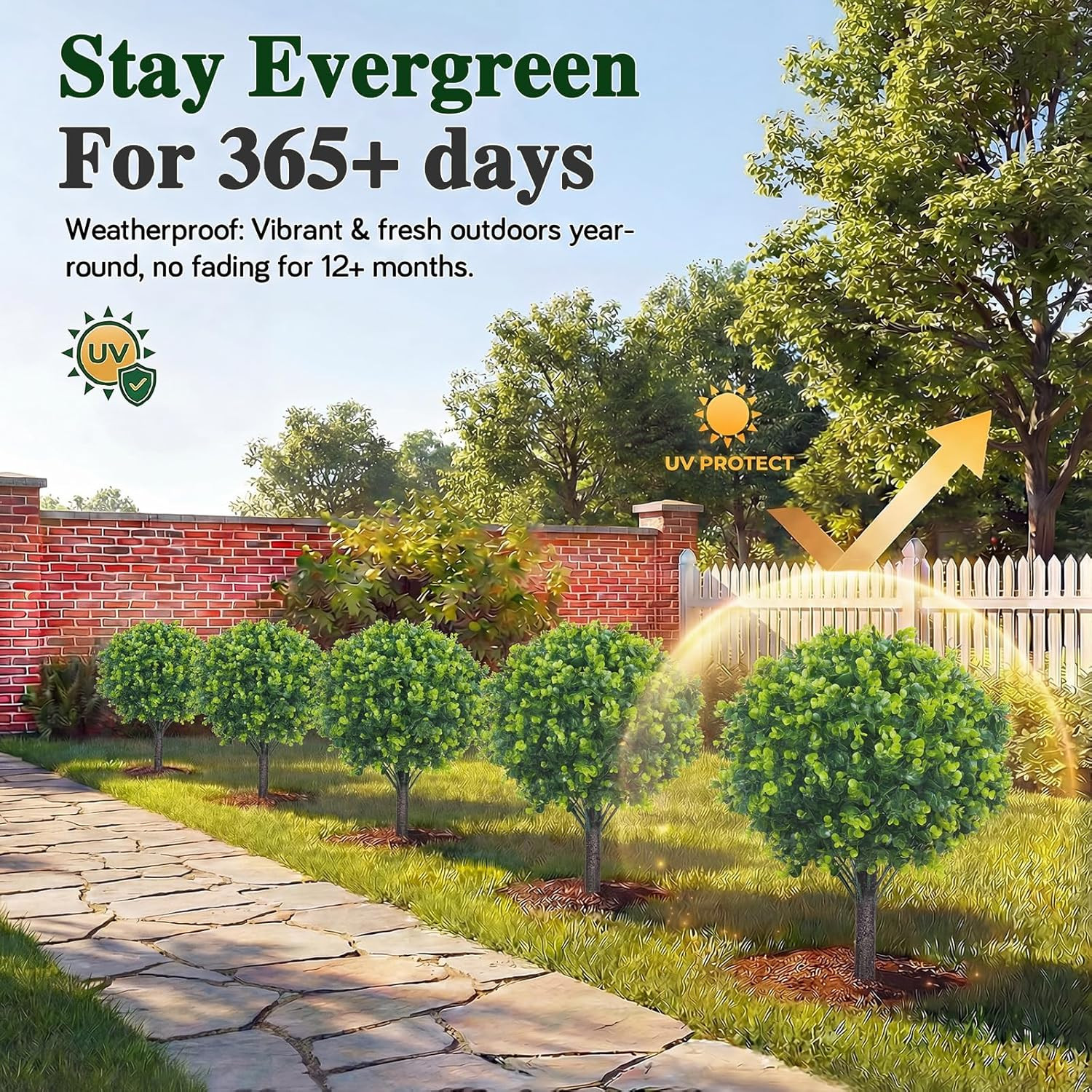 30″ Artificial Boxwood Ball Trees Set of 2 – Lifelike Outdoor Decor