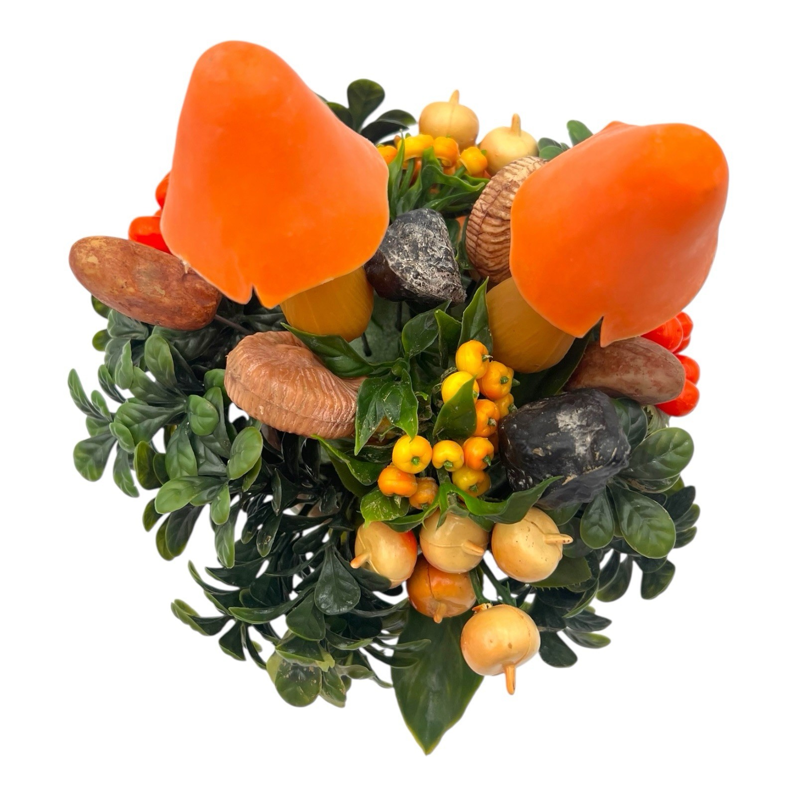 VTG 1970s Kim Originals USA Plastic FLORAL ARRANGEMENT Florentine Bowl MUSHROOMS