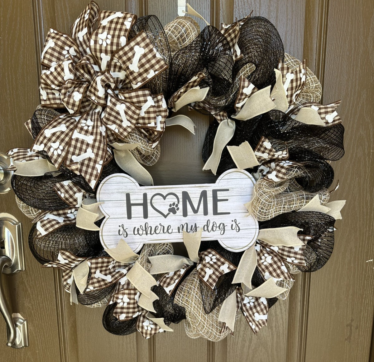 Everyday Deco Mesh Home is where my dog is Wreath dog lover animal lover