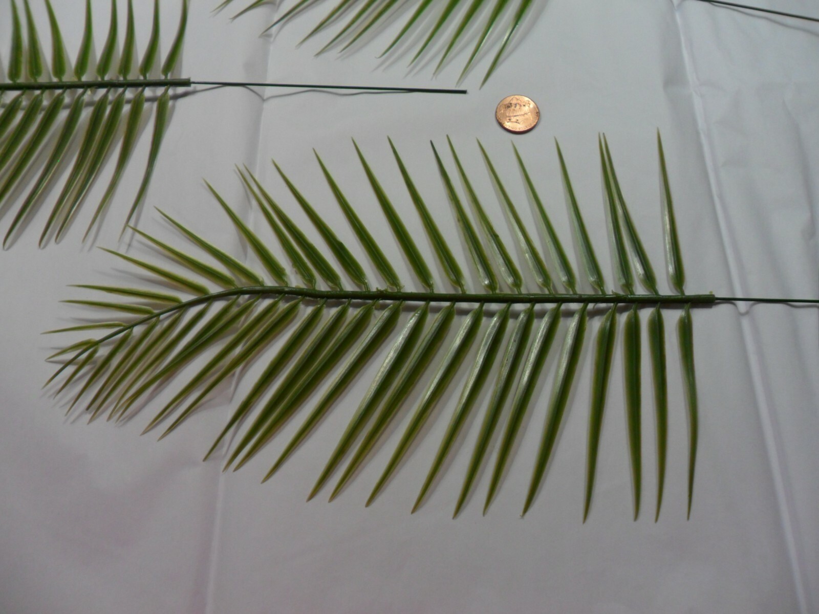 Vintage Plastic Green Palm Fern Stems – Set of 3