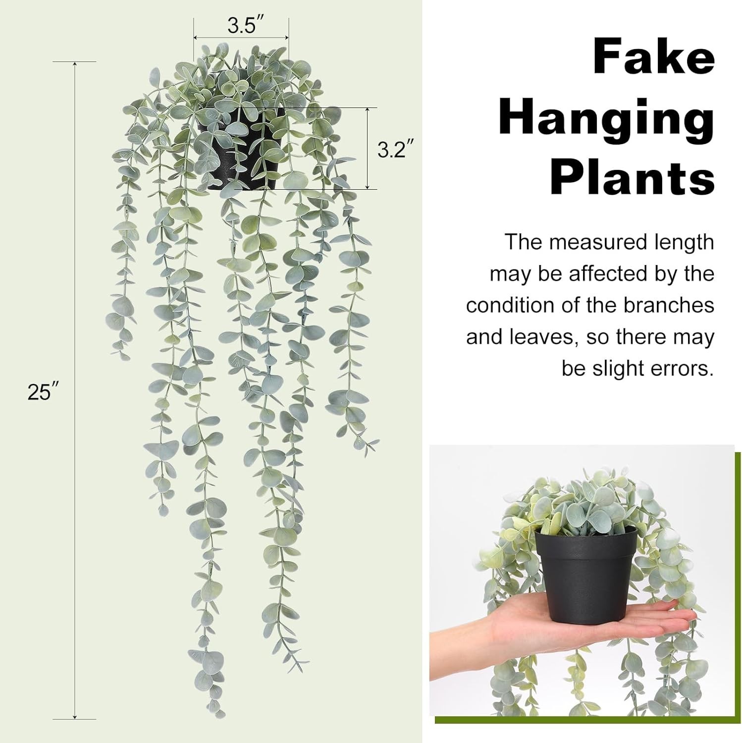 1pcs Artificial Hanging Plants, Fake Potted Eucalyptus Faux Hanging Plant for…