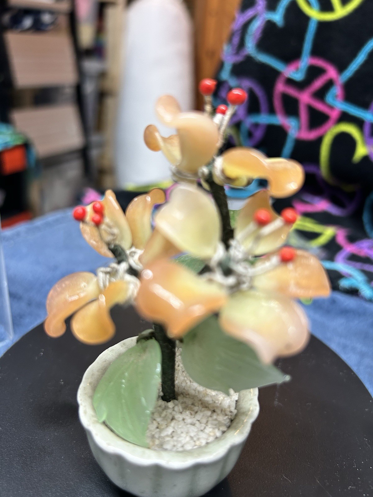 2 Vintage Chinese Bonsai tree flowers
