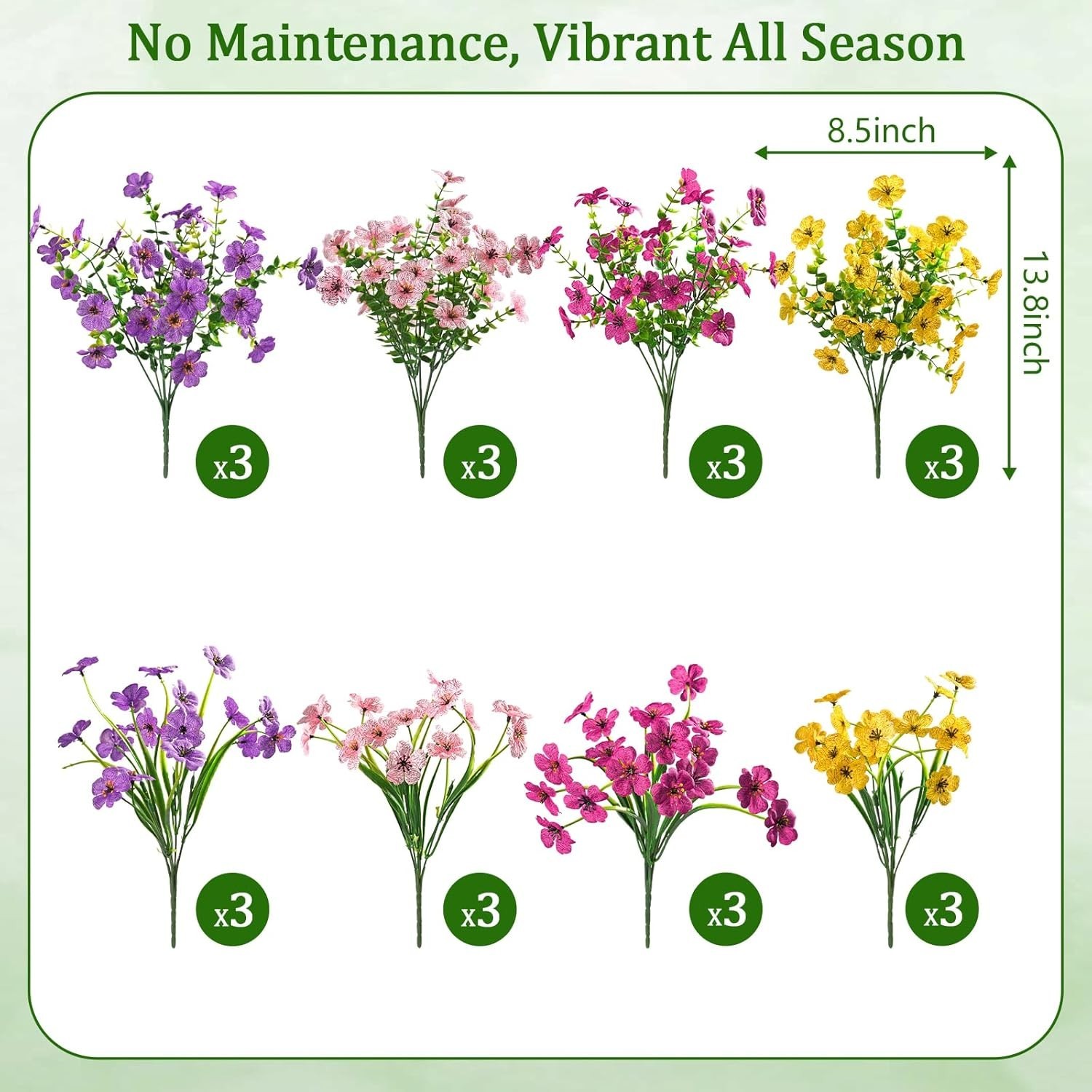 24 Bundles Artificial Flowers for Outdoors, UV Resistant Artificial Outdoor F…
