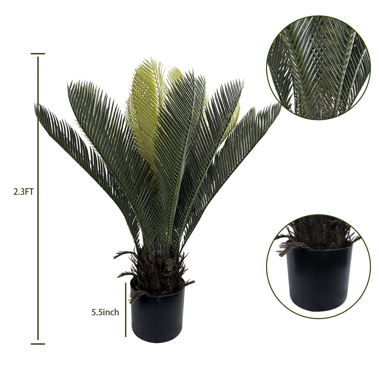 2Pack Artificial Sago Palm Cycad Plants, Faux Tropical Indoor Landscape Decor