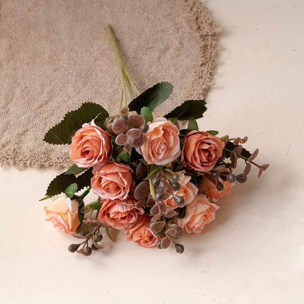 Set of 2 Artificial Roses in Vase for Elegant Home and Office Decoration