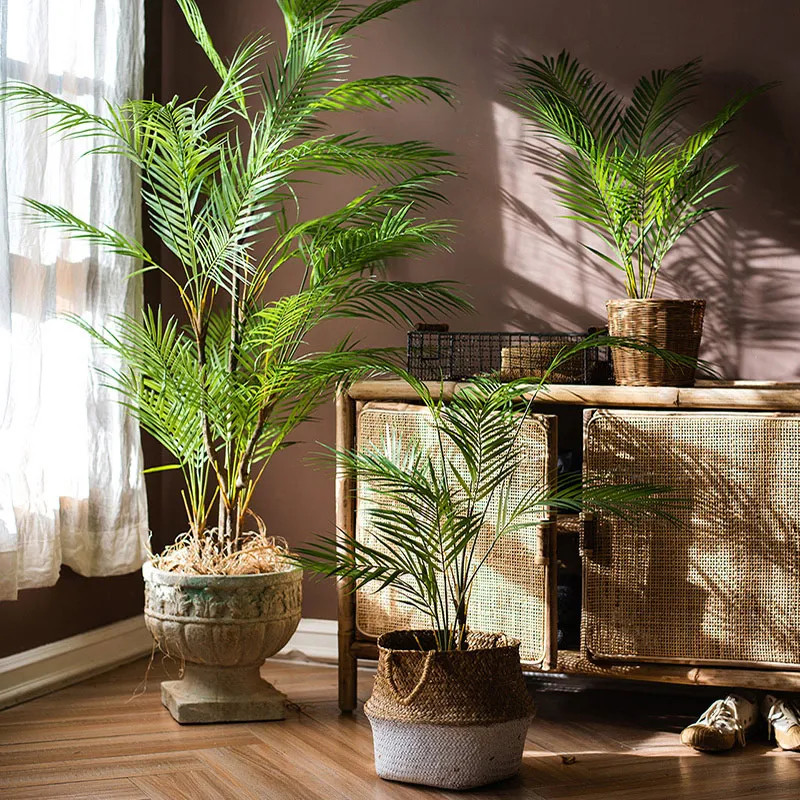 125cm Large Artificial Palm Tree Tropical Plants Branch Plastic Fake Leaves…