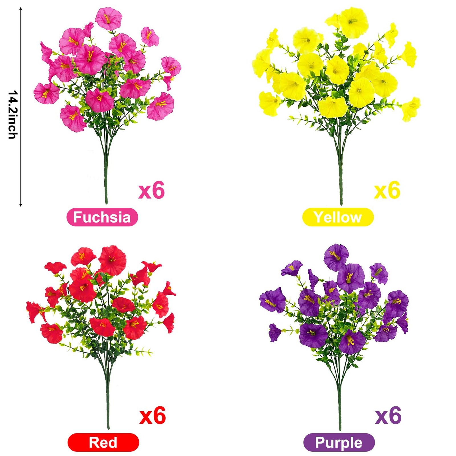 24 Bundles Artificial Flowers for Outdoors Decoration Fake Silk Morning Glory…