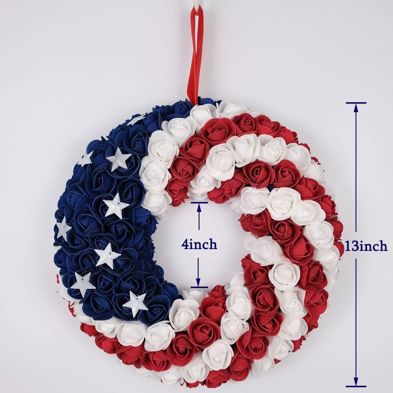 Patriotic Front Door Wreath Americana July 4th Memorial Day Wall Garland