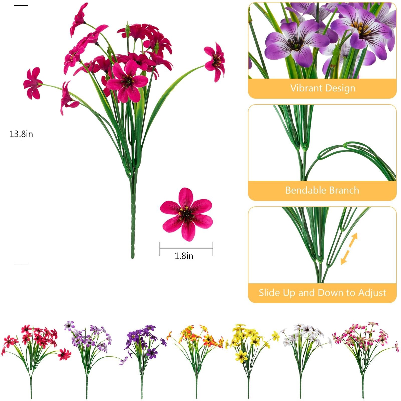 16 Bundles Artificial Flowers, UV Resistant Fake Pansy Silk Flowers, Realisti…